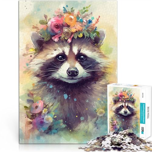 Puzzle für Erwachsene, 1000 Teile, Waschbär-Babyspielzeug, Lernspiele, Stressabbau, Analyse und Logik,50x75cm, geeignet für Kinder und Jugendliche ab 14 Jahren von SYUNFEI