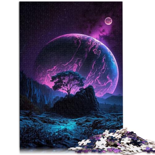 Teenager-Puzzle „Neon Planet“ 1000 Teile Puzzle für Erwachsene 10,27 x 14,96 Zoll Holzbrettpuzzle Geeignet für Kinder ab 14 Jahren Stressabbau-Spielzeug von SYUNFEI