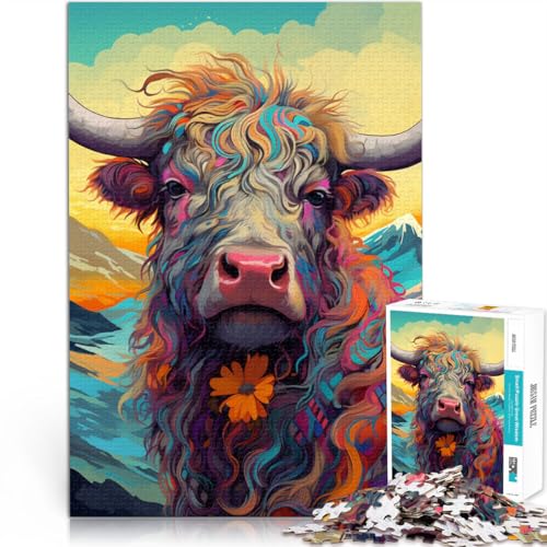 Puzzle für Erwachsene, 1000 Teile, Schottische Kuh, Spielzeug, Lernspiele, Stressabbau, tolle Geschenke und Spielzeuge,38x52cm, für Teenager ab 14 Jahren von SYUNFEI