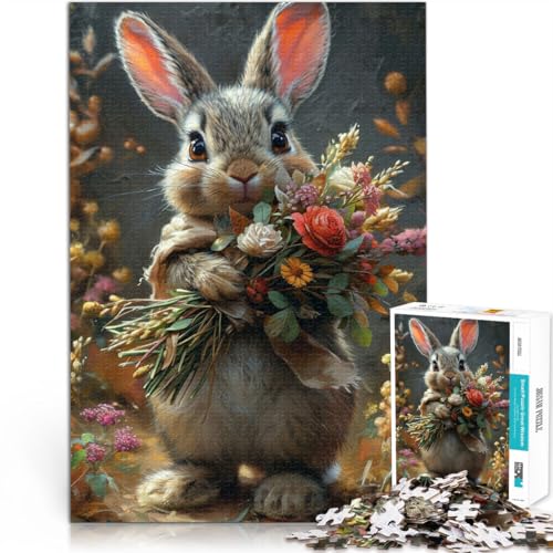 Puzzle für Erwachsene mit 1000 Teilen, Hase mit Blumen, Unmögliches Puzzle, Herausfordernd zu vervollständigen, Aber lustig und humorvoll,38x52cm, für 14-Jährige Puzzle für Erwachsene mit 1000 Teilen, Hase mit Blumen, Unmögliches Puzzle, Herausfordernd zu vervollständigen, Aber lustig und humorvoll,38x52cm, für 14-Jährige von SYUNFEI