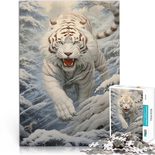 Tiger White Teenager 1000-teiliges Puzzle Gehirnintelligenz-Herausforderung süchtig machendes Spielzeug Geburtstagsgeschenk 38x26cm von SYUNFEI