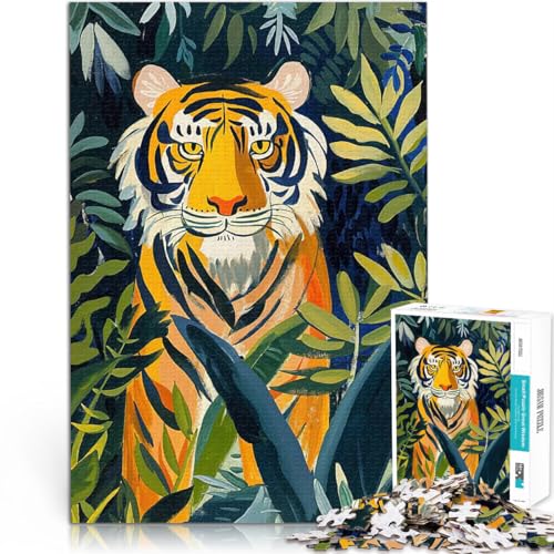 Tiger im Dschungel - Matisse inspiriertes Ölgemälde Teenager-Puzzle 1000 Teile Denkspiel eignet ganze Familie 38x26cm von SYUNFEI