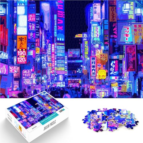 Tokio NACHTLEBEN Puzzle für Erwachsene 1000 Teile Geschenke zum Suchbegriff: Herausfordernde Spiele Wichtelgeschenke 38x26cm von SYUNFEI