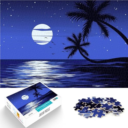 Tropische Nachtszene 1000-teilige Puzzles für Erwachsene Spielzeug für die ganze Familie Geburtstagsgeschenk, Geschenke, Wandkunst 38x26cm von SYUNFEI