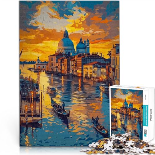 Venedig Sonnenuntergang Kanal 1000-teiliges Puzzle für Erwachsene Denkspiel mit vollständig ineinander greifenden, zufällig geformten Teilen 38x26cm Venedig Sonnenuntergang Kanal 1000-teiliges Puzzle für Erwachsene Denkspiel mit vollständig ineinander greifenden, zufällig geformten Teilen 38x26cm von SYUNFEI