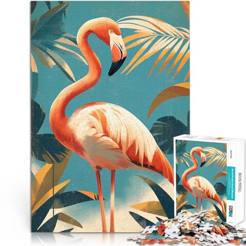 Vintage Art-Deco-Flamingo 1000-teiliges Puzzle für Erwachsene DIY-Spielzeug Wanddekoration Einzigartige Geburtstags 38x26cm von SYUNFEI