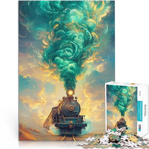 Vintage-Dampflokomotive Puzzle 1000 Teile für Erwachsene Lernspiel-Herausforderungsspielzeug Geburtstagsgeschenk, Geschenke 38x26cm von SYUNFEI