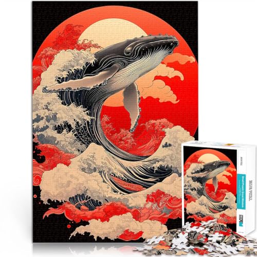 Wal und rote Sonne 1000-teilige Puzzles für Teenager Stressabbau – Staycation – Zeit totschlagen Geburtstagsgeschenk, Geschenke 38x26cm von SYUNFEI