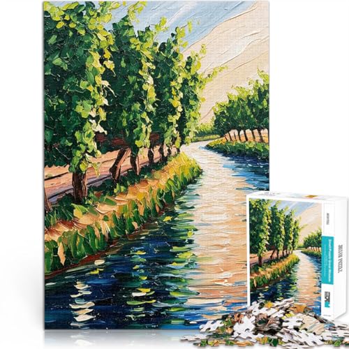 Weinberg-Fluss-Ölgemälde 1000-teilige Puzzles für Teenager Spielzeug für die ganze Familie eignet ganze Familie 38x26cm von SYUNFEI
