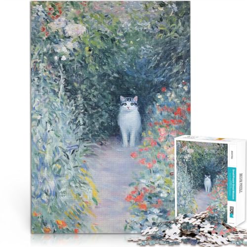 Weiße Katze im Garten 2000-Teile-Puzzle für Teenager Anspruchsvolles Spiel und Familienspaß Tolle Geschenke und Spielzeuge 70x100cm von SYUNFEI