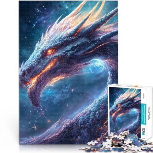 Weißer Weltraumdrache 1000-teilige Puzzles für Erwachsene Spielzeug Lernspiele Stressabbau Wunschliste mit dem Weihnachtsmann 38x26cm von SYUNFEI