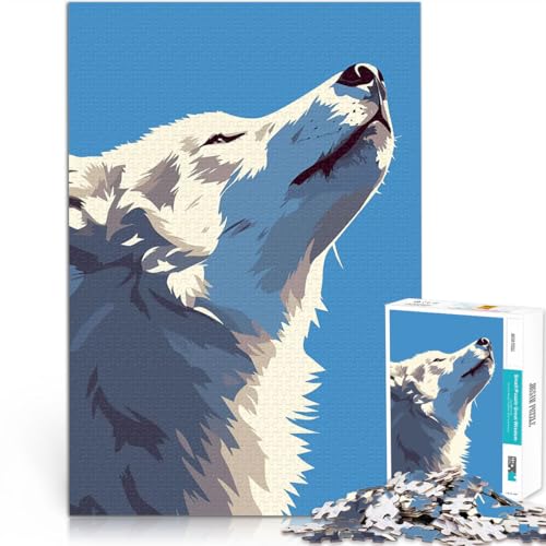 Weißer Wolf Portrait Inspirierende minimalistische Kunst 1000-teilige Puzzles für Erwachsene Lernspielzeug Heimdekoration 38x26cm Weißer Wolf Portrait Inspirierende minimalistische Kunst 1000-teilige Puzzles für Erwachsene Lernspielzeug Heimdekoration 38x26cm von SYUNFEI