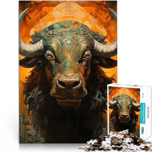 Westlicher Büffel 1000-teilige Puzzles für Erwachsene Anspruchsvolles Spiel und Familienspaß Heimdekoration Spielzeug 38x26cm von SYUNFEI
