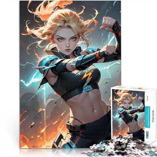 Wilde Cyborg-Mech-Kämpferin mit Feuermagie in Aktion Teenager 2000-teiliges Puzzle Familienspiel für und Heimdekoration 70x100cm von SYUNFEI