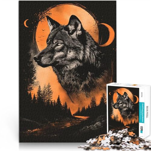 Wolf heult den Mond an 2000-teiliges Puzzle für Erwachsene Denkspiel Lustige Aktivitäten für zu Hause, Geburtstagsgeschenk, Reisegeschenk, 70x100cm von SYUNFEI
