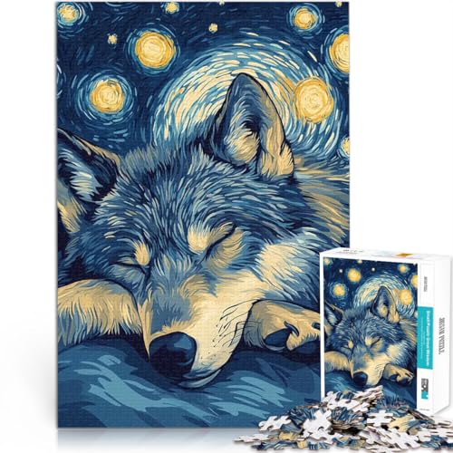 Wolf in der Sternennacht Teenager-Puzzle 1000 Teile Dekomprimierendes intellektuelles Lernspielzeug Heimdekoration 38x26cm Wolf in der Sternennacht Teenager-Puzzle 1000 Teile Dekomprimierendes intellektuelles Lernspielzeug Heimdekoration 38x26cm von SYUNFEI