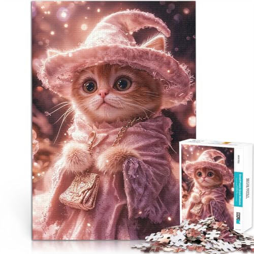 Zaubererkatze in Pink Puzzle 2000 Teile für Teenager Lernspiele DIY Spielzeug mit vollständig ineinander greifenden, zufällig geformten Teilen 70x100cm von SYUNFEI