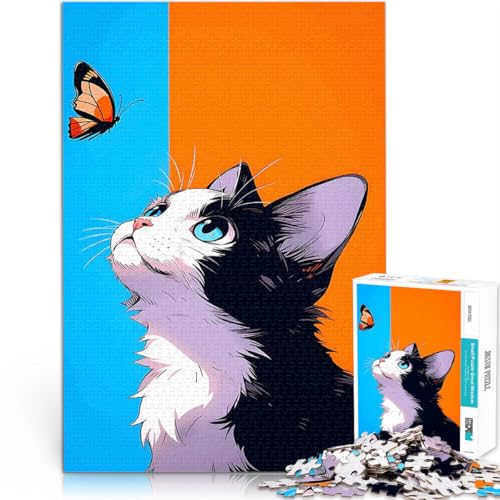 Zeichnung Katze Schmetterling 1000-teilige Puzzles für Erwachsene Denkspiel mit vollständig ineinander greifenden, zufällig geformten Teilen 38x26cm Zeichnung Katze Schmetterling 1000-teilige Puzzles für Erwachsene Denkspiel mit vollständig ineinander greifenden, zufällig geformten Teilen 38x26cm von SYUNFEI