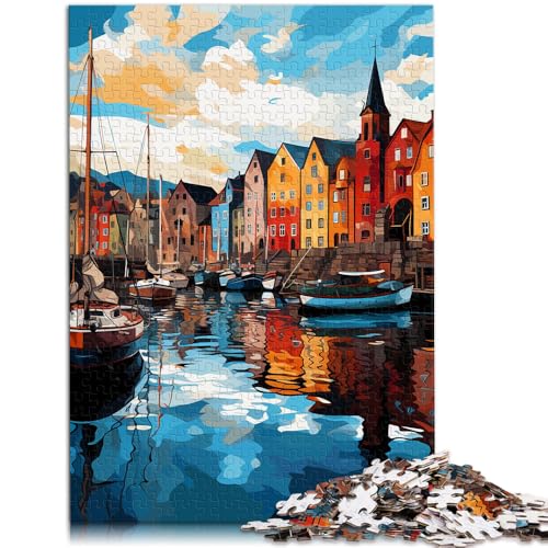 1000-teiliges Puzzle für Erwachsene, Hafen von Bergen, Musterzusammenstellung, anspruchsvoll zu vervollständigen, Aber lustig und humorvoll, 26x38cm, für 14-Jährige von SYUNFEI