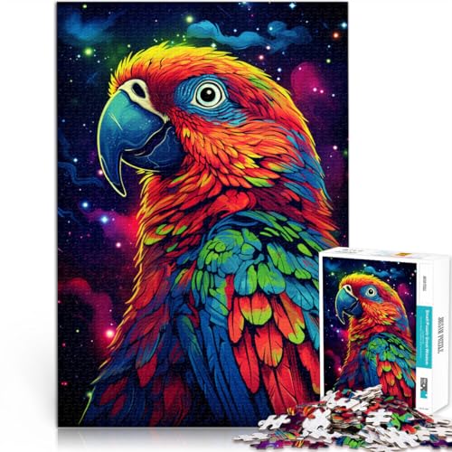 Puzzle Erwachsene, 1000 Teile, Papagei-Weltraum, lustiges Puzzle die ganze Familie mit vollständig ineinander greifenden, zufällig geformten Teilen, 10,27 Zoll x 14,96 Zoll von SYUNFEI