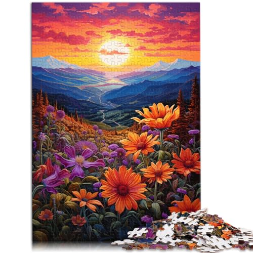 Puzzle für Erwachsene, 1000 Teile, Berge, Wildblumen bei Sonnenuntergang, Spielzeug, Denkspiel, Eltern-Kind-Interaktion, 50 x 75 cm, für Teenager ab 14 Jahren von SYUNFEI