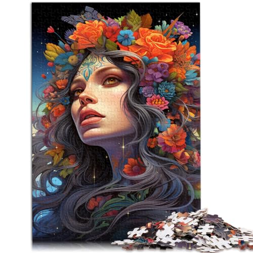Puzzle für Erwachsene, 1000 Teile, Blumenfrau, schwierige und herausfordernde Wanddekoration, einzigartige Geburtstags, 50 x 75 cm von SYUNFEI