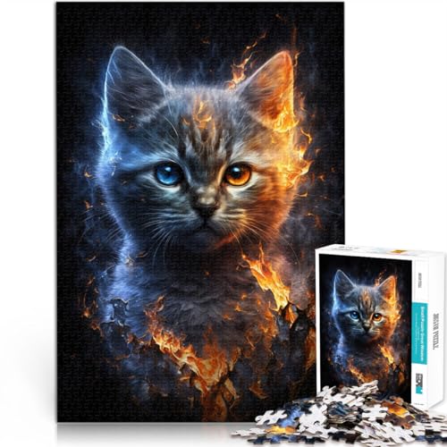 Puzzle für Erwachsene, 2000 Teile, Feuertier-Kätzchen, Familienspaß-Puzzle mit passendem Poster und Quizblatt, 27,56 x 39,37 Zoll, für Teenager ab 14 Jahren von SYUNFEI