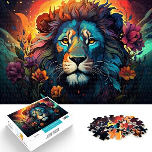 Puzzle für Erwachsene, 1000 Teile, Kunst, Blumenlöwe, Spielzeug, Denkspiel, Lernspiel für Geburtstag, Weihnachten,38x52cm, für 14-Jährige von SYUNFEI