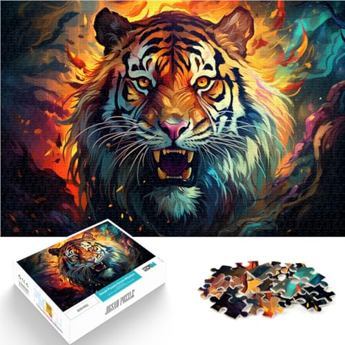 Puzzle für Erwachsene, 1000 Teile, Bunter Neontiger, Lernspielzeug, Familienspiele, Geschenke für Freunde und Familie, 14,96 x 20,47 Zoll von SYUNFEI