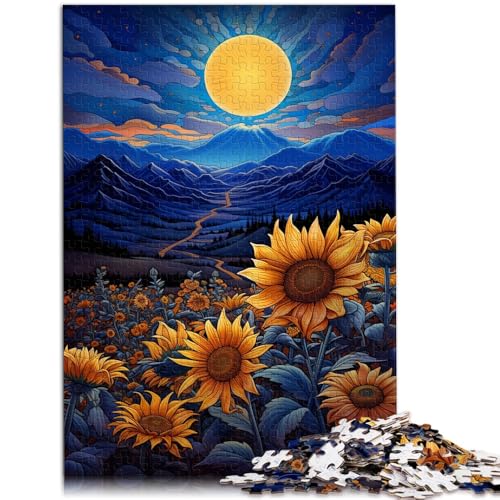 Puzzle für Erwachsene, 2000 Teile, Sonnenblumen unter Nachtlicht, Unmögliches Puzzle mit passendem Poster und Quizblatt, 27,56 x 39,37 Zoll, für Teenager ab 14 Jahren von SYUNFEI