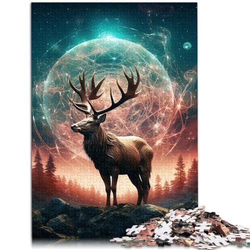 1000-teiliges Puzzle für Erwachsene, Sternenmond, Hirsch, Spielzeug, Denkspiel, einzigartiges Geburtstags, 50 x 75 cm, von SYUNFEI