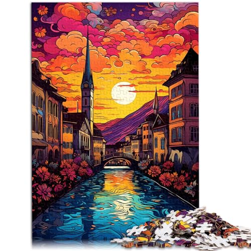 Puzzle für Erwachsene 2000 Teile Zürich Altstadt Musterbausatz ganze Familie 70 x 100 cm für 14 Jährige von SYUNFEI