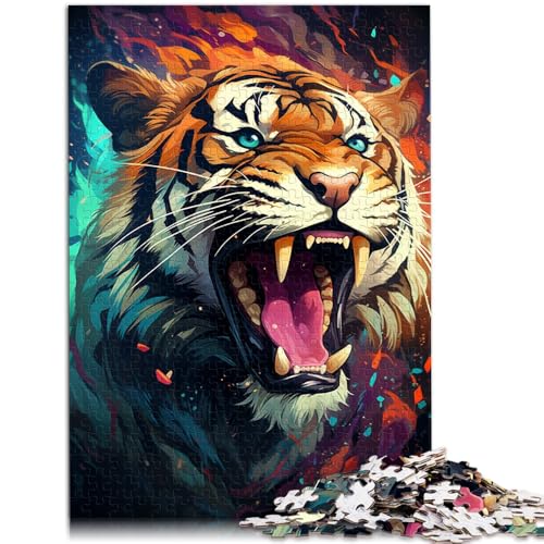 Puzzle für Erwachsene, 1000 Teile, majestätisches Gemälde eines Tigers, Lernspielzeug, Familienspiele, verbessert das Gedächtnis, 14,96 x 20,47 Zoll von SYUNFEI