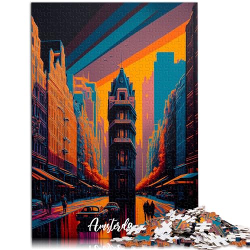 1000-teiliges Puzzle Erwachsene, Artsy Amsterdam, Spielzeug, Denkspiel, einzigartiges Geburtstags, 38x52cm, geeignet Kinder und Jugendliche ab 14 Jahren von SYUNFEI