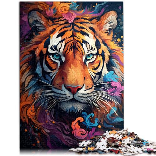 1000-teiliges Puzzle für Erwachsene, Farbmalerei, Tiger, Spielzeug, Denkspiel, Stressabbau, schwierige Herausforderung, 26x38cm von SYUNFEI