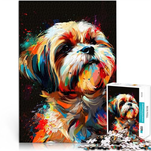 2000-teiliges Puzzle für Erwachsene, Lhasa Apso-Hund, Kunstspielzeug, Denkspiel, Lernspiel für Geburtstag, Weihnachten, 27,56 x 39,37 Zoll von SYUNFEI
