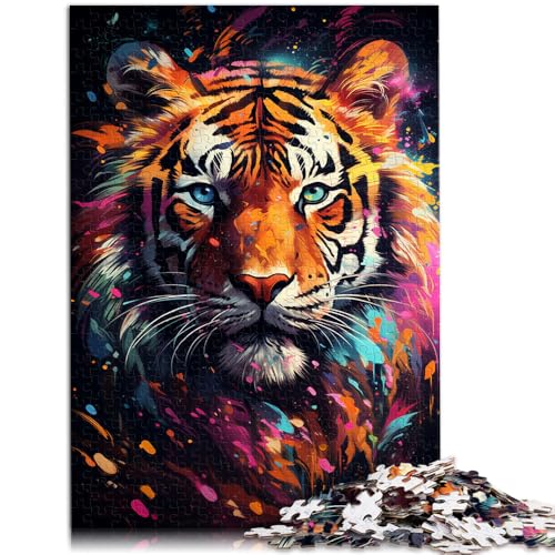 1000-teiliges Puzzle für Erwachsene, Gemälde, Farbe Tiger, Spielzeug, Denkspiel, Lernspiel für Geburtstag, Weihnachten,38x52cm von SYUNFEI