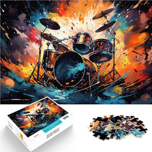 1000-teiliges Puzzle für Erwachsene, Trommelmalerei, Lernspiele für Zuhause, DIY-Spielzeug, 14,96 x 20,47 Zoll, Herausforderung der Gehirnintelligenz, süchtig machendes Spielzeug von SYUNFEI