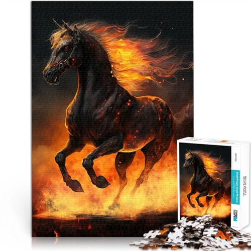 schwarzes Pferd 1000-teilige Puzzles für Teenager Geschenke zum Suchbegriff: Herausfordernde Spiele Wohnkunstdekor 38x26cm von SYUNFEI