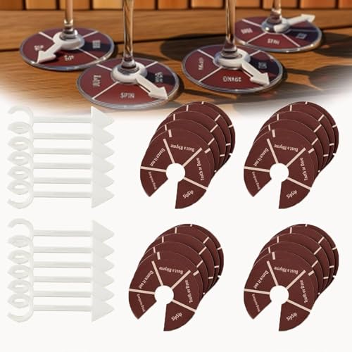Wein Nicht Spin-Fun-Trinkspiele für Erwachsene, Weinglasspinner Party Schuss Roulette-Trinkspiel, Paare Wi-neglas Spinner, Für Bachelorette-Party Nacht Drink Wi-ne-Verkostungspartys (24pcs) von SYUUD
