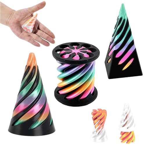 3 Stück Impossible Cone 3D, Spiral Cone Fidget Toy, Pyramid Printed Spiral Cone Toy, Relief Anti Stress Spirale, für Kinder und Erwachsene (Color ) von SYWLKJ
