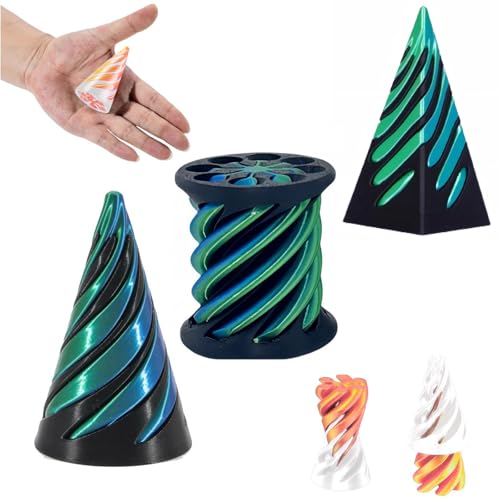 3 Stück Impossible Cone 3D, Spiral Cone Fidget Toy, Pyramid Printed Spiral Cone Toy, Relief Anti Stress Spirale, für Kinder und Erwachsene (Green ) von SYWLKJ