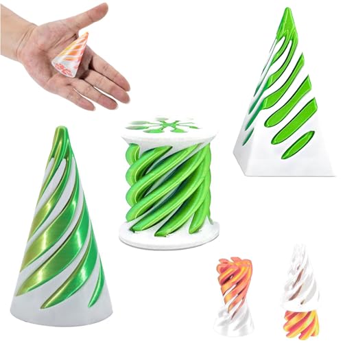 3 Stück Impossible Cone 3D, Spiral Cone Fidget Toy, Pyramid Printed Spiral Cone Toy, Relief Anti Stress Spirale, für Kinder und Erwachsene (Light Green) von SYWLKJ