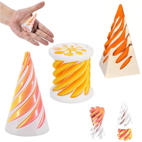 3 Stück Impossible Cone 3D, Spiral Cone Fidget Toy, Pyramid Printed Spiral Cone Toy, Relief Anti Stress Spirale, für Kinder und Erwachsene (Orange ) von SYWLKJ