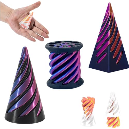 3 Stück Impossible Cone 3D, Spiral Cone Fidget Toy, Pyramid Printed Spiral Cone Toy, Relief Anti Stress Spirale, für Kinder und Erwachsene (Purple) von SYWLKJ