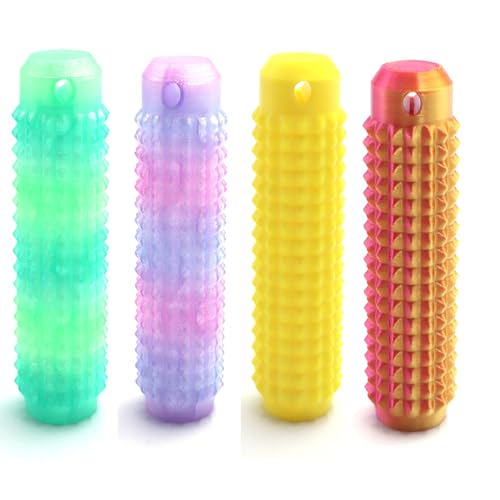 4PCS Sensorik Spielzeug Für Erwachsene, Pain Fidget Spiky Grippie Stim Schlüsselanhänger, Pocket Mini Fidget Toy, Pain stim Fidget, für Stressabbau, Fokus, Angstlinderung (D,7CM*2.7CM*2.7CM) von SYWLKJ