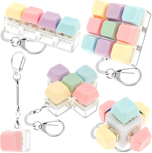 6 Stück Tastatur Fidget Spielzeug, LED Komfortable und langlebige Dekompression Keyboard, Mechanischer Schalter Stressabbau Schlüsselanhänger für Männer und Frauen (5PCS) von SYWLKJ