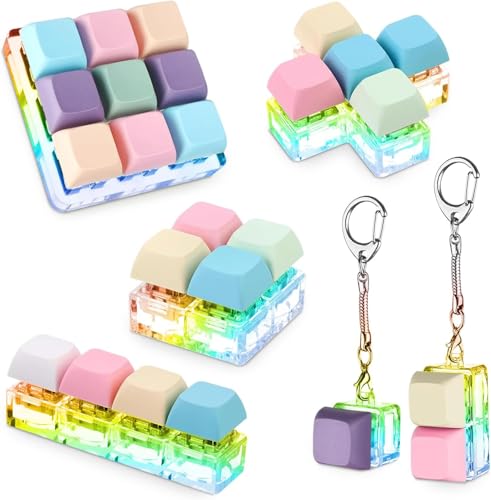 6 Stück Tastatur Fidget Spielzeug, LED Komfortable und langlebige Dekompression Keyboard, Mechanischer Schalter Stressabbau Schlüsselanhänger für Männer und Frauen (6PCS) von SYWLKJ
