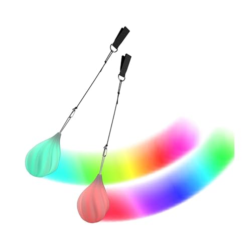 SYWLKJ 2 Stück Jonglierbälle Leuchtend, LED Poi Bälle, mit Regenbogen Farben und Strobe-Effekt, mit verstellbaren Doppelschlaufen-Leinen, Verbesserte LED Poi für Anfänger Profis von SYWLKJ