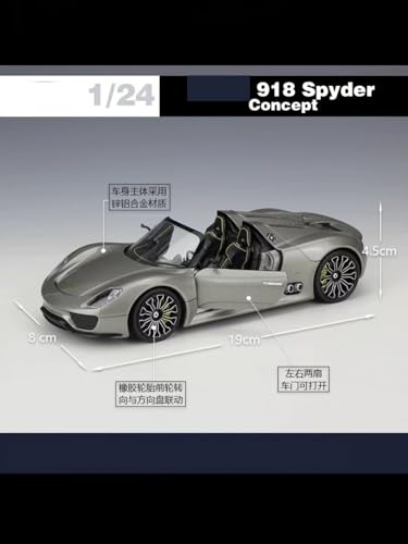 Auto Modell 1:24 ForScale Druckgussmetall Porsche 918 Concept 911GT3 RS Cayenne Turbo Legierung Automodell Ornament-Kollektion Jungen Mädchen Geschen(Schwarz) von SYYANFEI